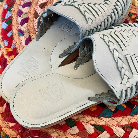 Espiritu Huaraches Woven Leather Mules Slip-On Shoes - Picture 2 of 6